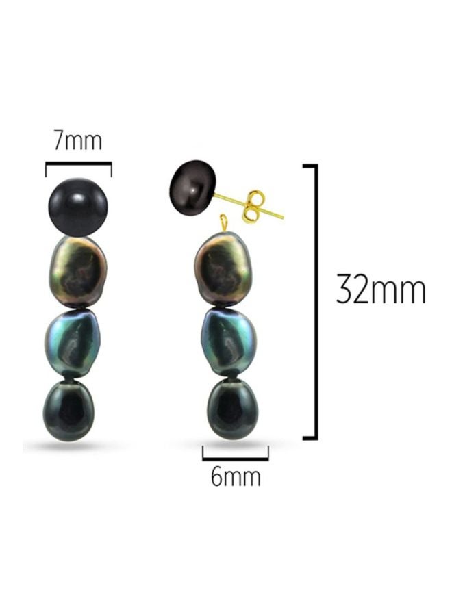 Vera Perla 10 Karat Dangle Pearl Studded Earrings - Image 2