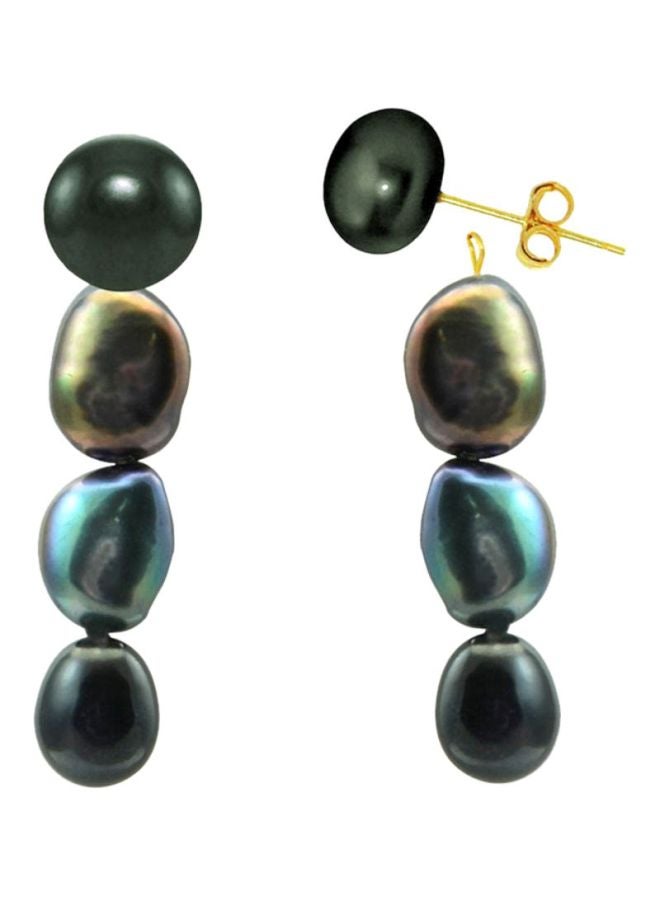 Vera Perla 10 Karat Dangle Pearl Studded Earrings - Image 1