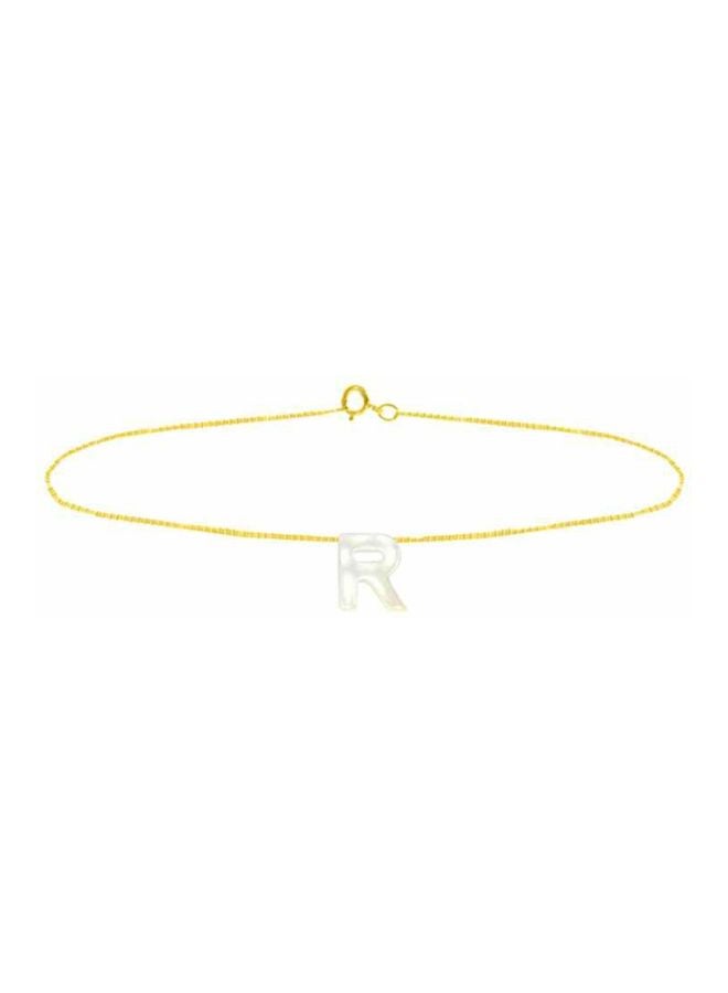 Vera Perla 18 Karat Gold R Letter Mother Of Pearl Chain Bracelet  - Image 1