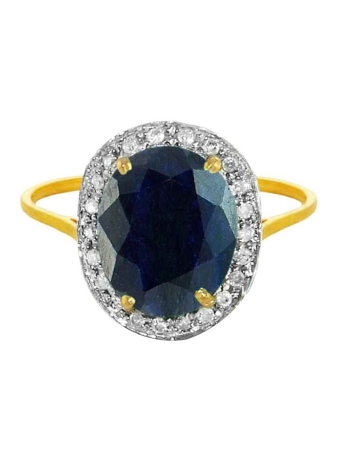 Vera Perla 18 Karat Gold Oval Diamond Sapphire Ring - Image 1