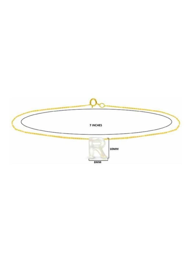 Vera Perla 18 Karat Gold R Letter Mother Of Pearl Chain Bracelet  - Image 2