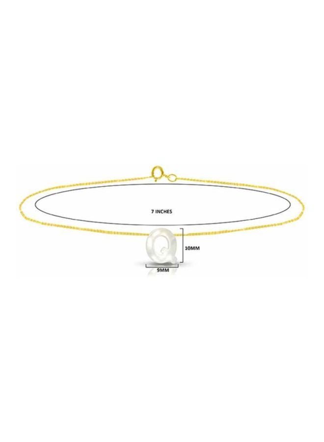 Vera Perla 18 Karat Gold Q Letter Mother Of Pearl Chain Bracelet  - Image 2