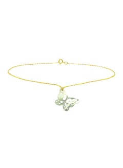 18 Karat Gold Cute Butterfly Mother Of Pearl Chain Bracelet