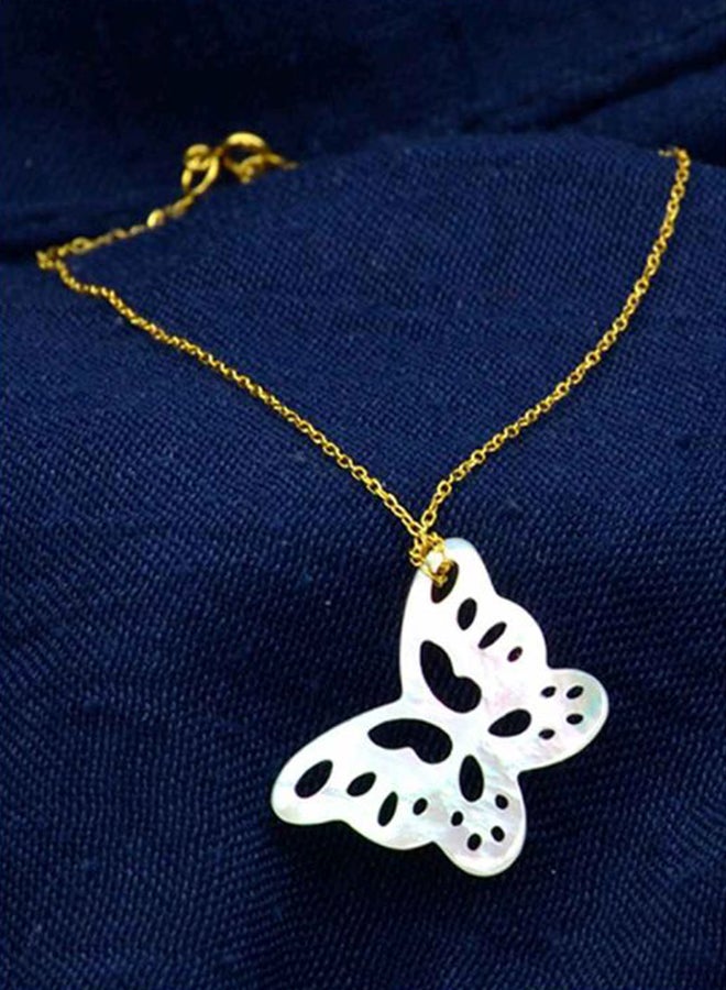 Vera Perla - 18 Karat Gold Cute Butterfly Mother Of Pearl Chain Bracelet - Image 1