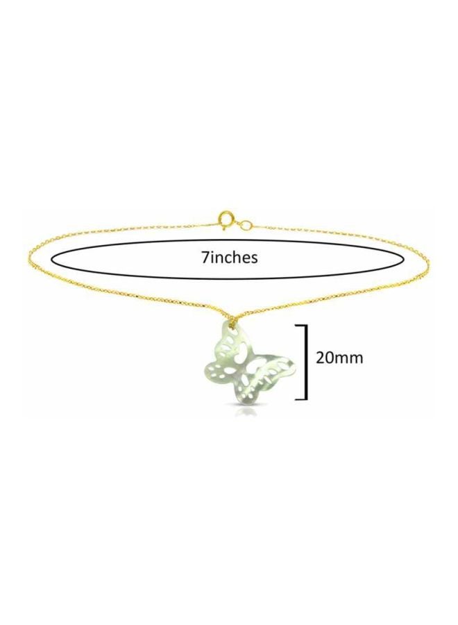 Vera Perla - 18 Karat Gold Cute Butterfly Mother Of Pearl Chain Bracelet - Image 1