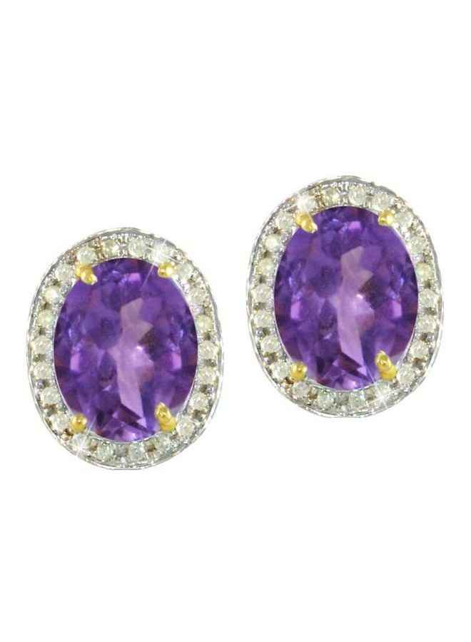 Vera Perla 18 Karat Oval Cut Amethyst Earrings  - Image 1