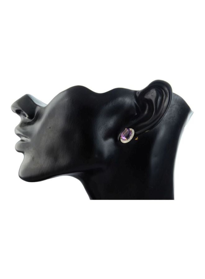 Vera Perla 18 Karat Oval Cut Amethyst Earrings  - Image 3