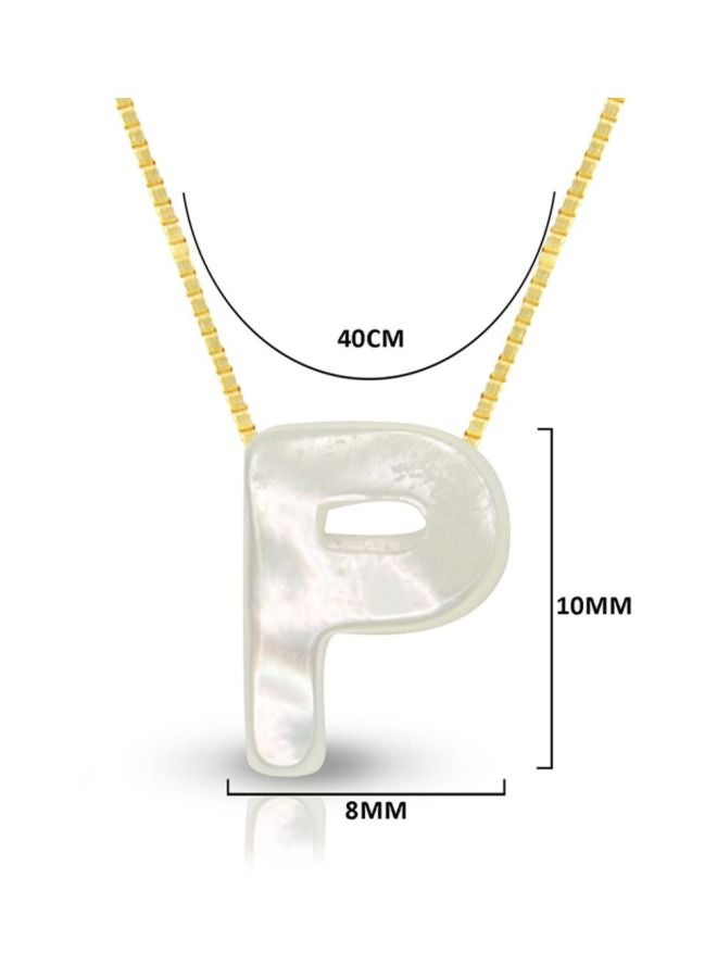 Vera Perla - 18 Karat Gold P Letter Mother Of Pearl Pendant Necklace - Image 1