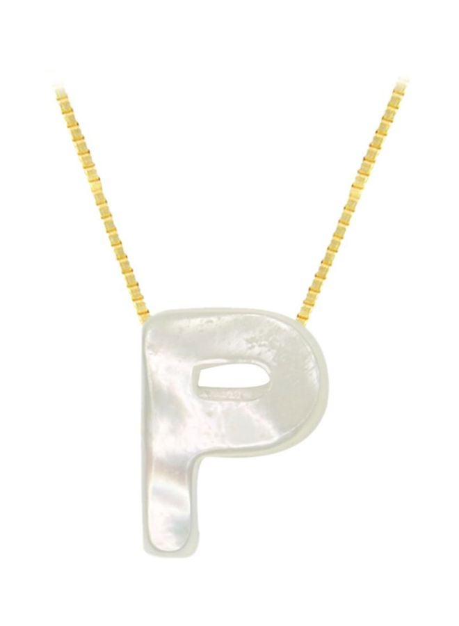 Vera Perla - 18 Karat Gold P Letter Mother Of Pearl Pendant Necklace - Image 1
