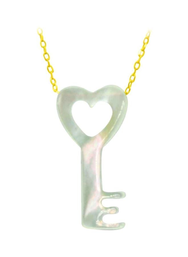 Vera Perla 10 Karat Gold Key Shape Mother Of Pearl Pendant Necklace  - Image 1