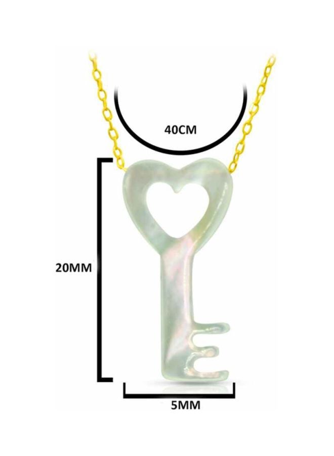 Vera Perla 10 Karat Gold Key Shape Mother Of Pearl Pendant Necklace  - Image 2