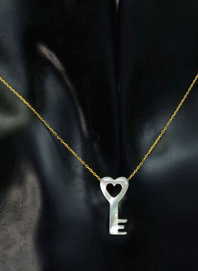 Vera Perla 10 Karat Gold Key Shape Mother Of Pearl Pendant Necklace  - Image 3