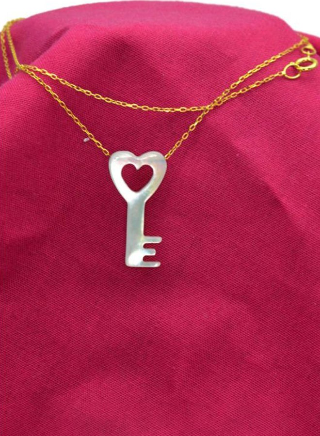 Vera Perla 10 Karat Gold Key Shape Mother Of Pearl Pendant Necklace  - Image 4