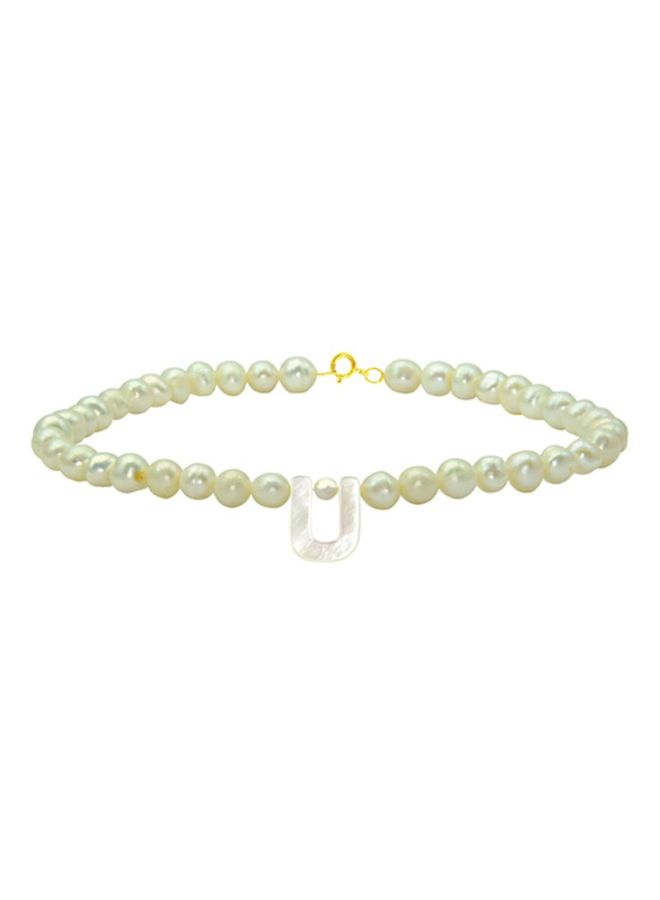 Vera Perla - Pearls Strand Letter U Bracelet - Image 1