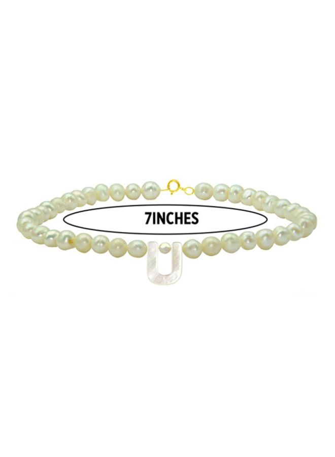 Vera Perla - Pearls Strand Letter U Bracelet - Image 1