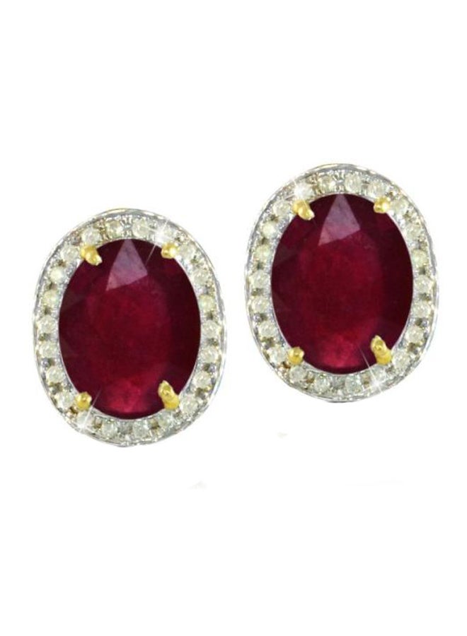 Vera Perla 18 karat Gold With Ruby And Diamonds Earrings  - Image 1