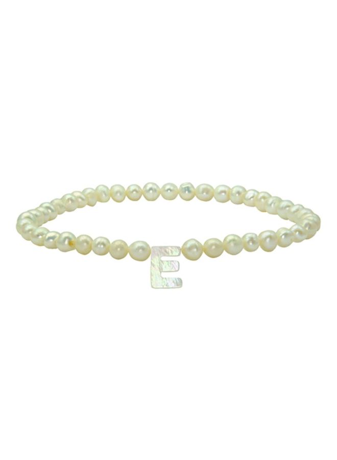 Vera Perla Pearls Letter E Elastic Bracelet - Image 1