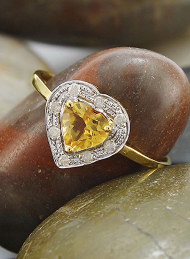 Vera Perla - 18 Karat Gold Diamonds And Citrine Ring - Image 1