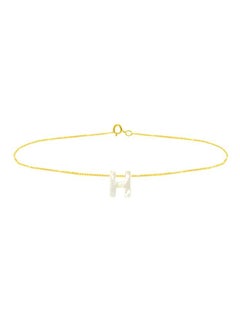 18 Karat Gold H Letter Mother Of Pearl Chain Bracelet