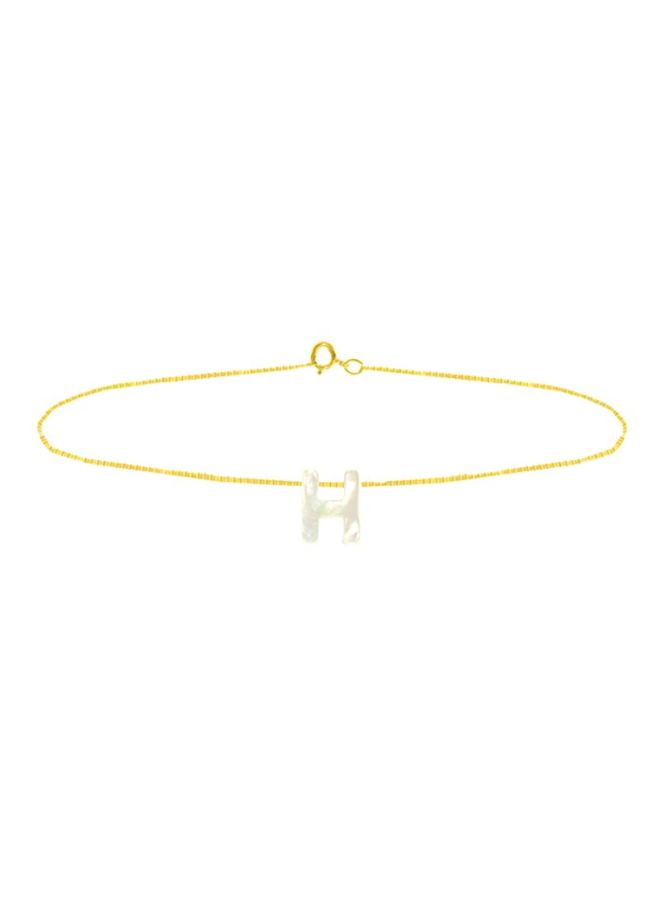 Vera Perla - 18 Karat Gold H Letter Mother Of Pearl Chain Bracelet - Image 1