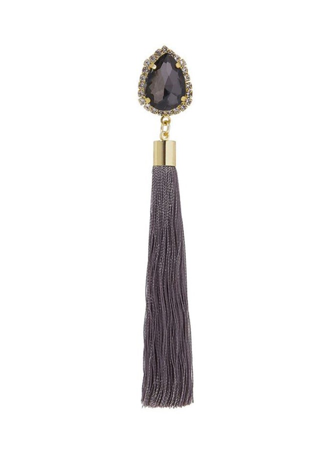 YUEJIN - Crystal Studded Tassel Earrings - Image 1