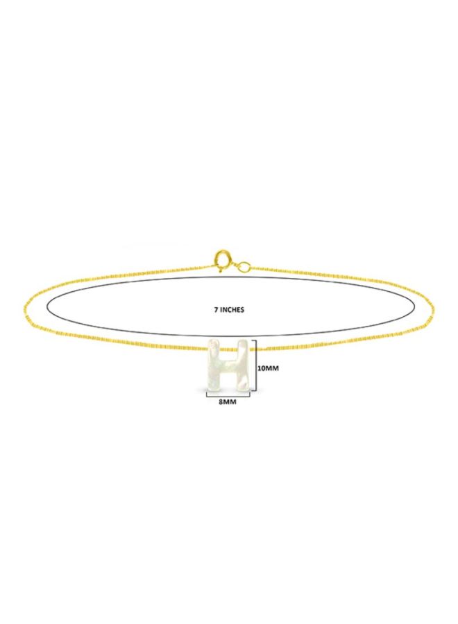 Vera Perla - 18 Karat Gold H Letter Mother Of Pearl Chain Bracelet - Image 1