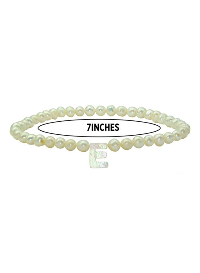 Vera Perla Pearls Letter E Elastic Bracelet - Image 2