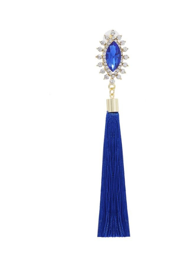 YUEJIN - Crystal Studded Tassel Earrings - Image 1