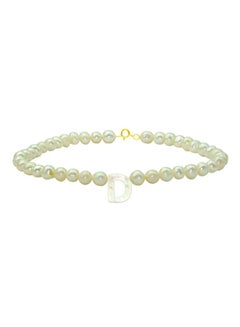 10 Karat Gold With Pearls Strand Letter D Bracelet