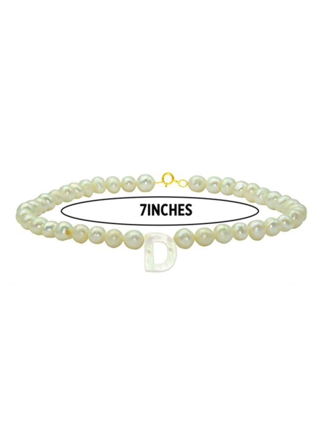 Vera Perla - 10 Karat Gold With Pearls Strand Letter D Bracelet - Image 1