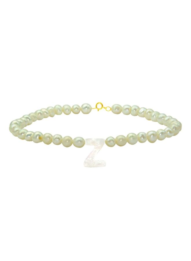 Vera Perla 18 Karat Gold Pearls Strand Letter Z Bracelet - Image 1
