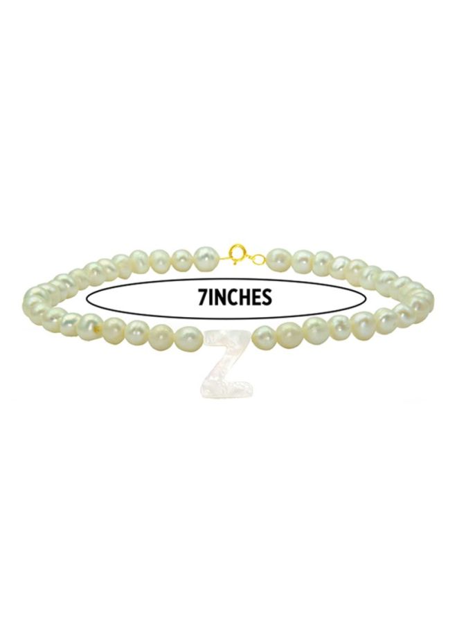 Vera Perla 18 Karat Gold Pearls Strand Letter Z Bracelet - Image 2