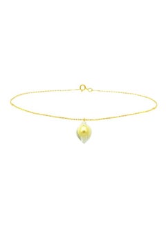 18K Gold Calla Lily Mother Of Pearl With Pearl Bracelet