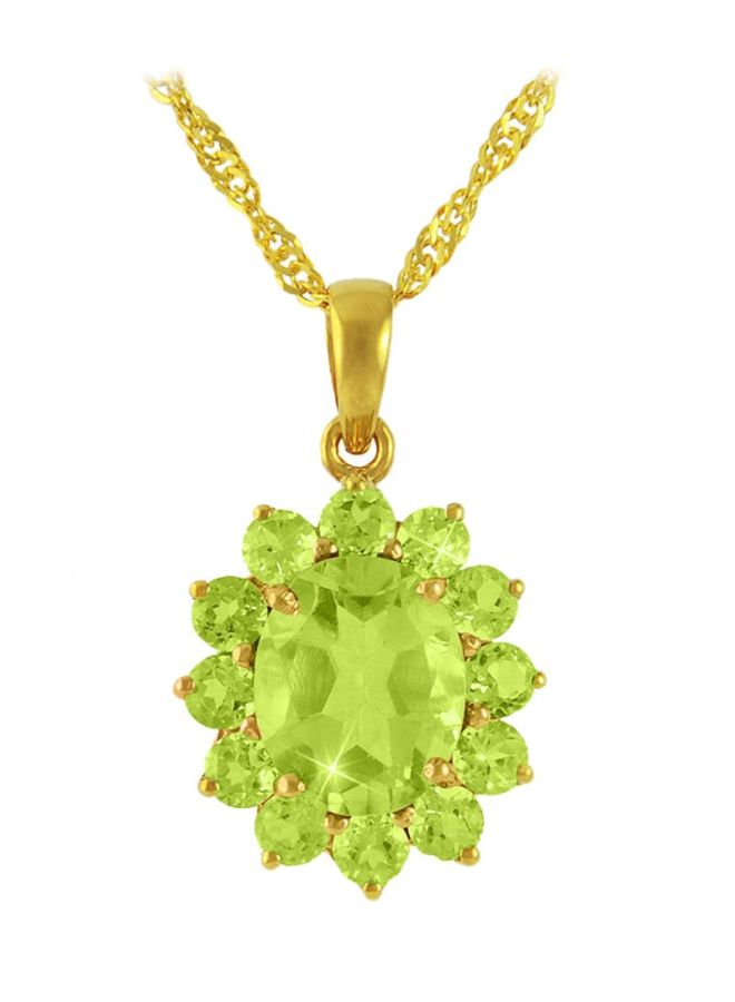 Vera Perla 18 Karat Solid Gold Genuine Peridot Pendant Necklace  - Image 1