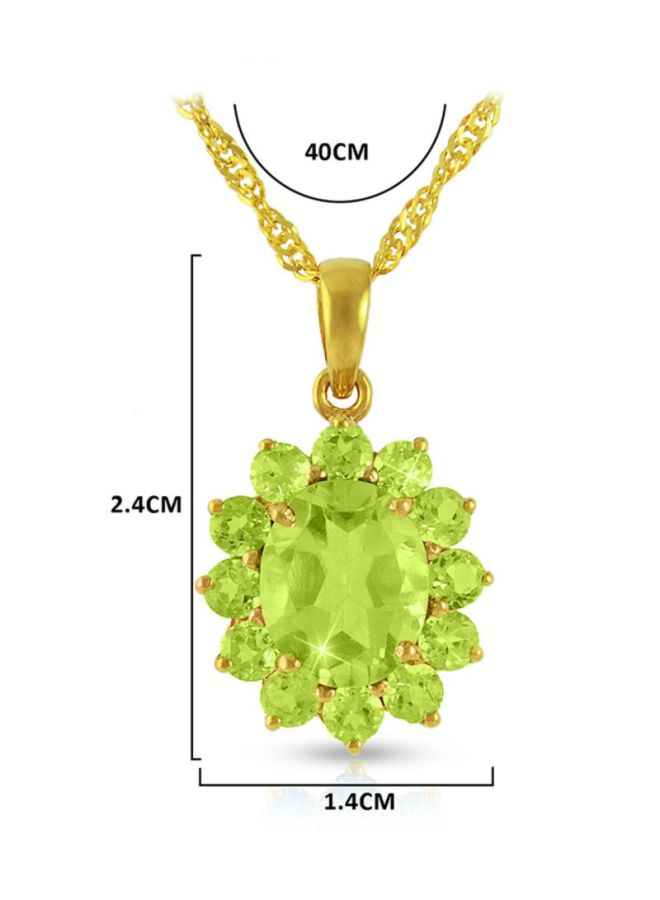 Vera Perla 18 Karat Solid Gold Genuine Peridot Pendant Necklace  - Image 2