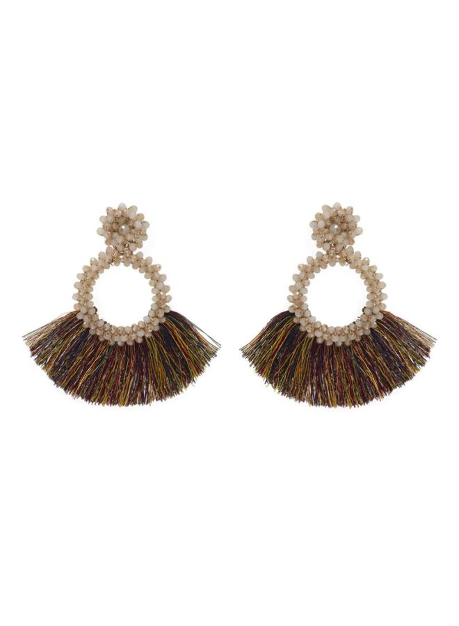 YUEJIN - Beads and Tassel Dangle Earrings - Image 1