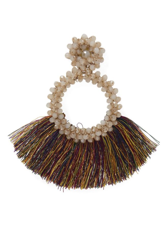 YUEJIN - Beads and Tassel Dangle Earrings - Image 1