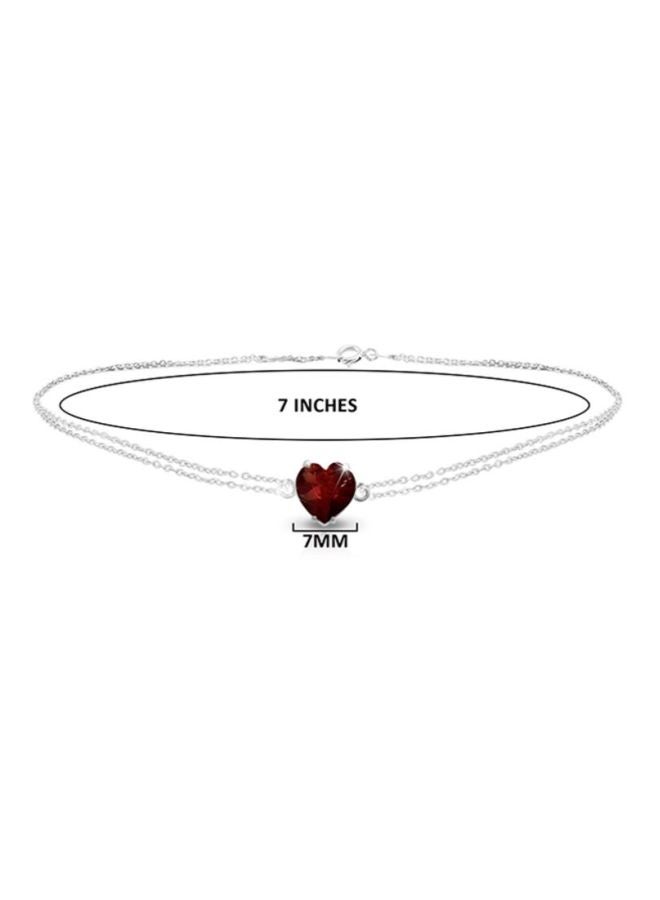 Vera Perla 18K Solid White Gold Garnet Chain Bracelet  - Image 2