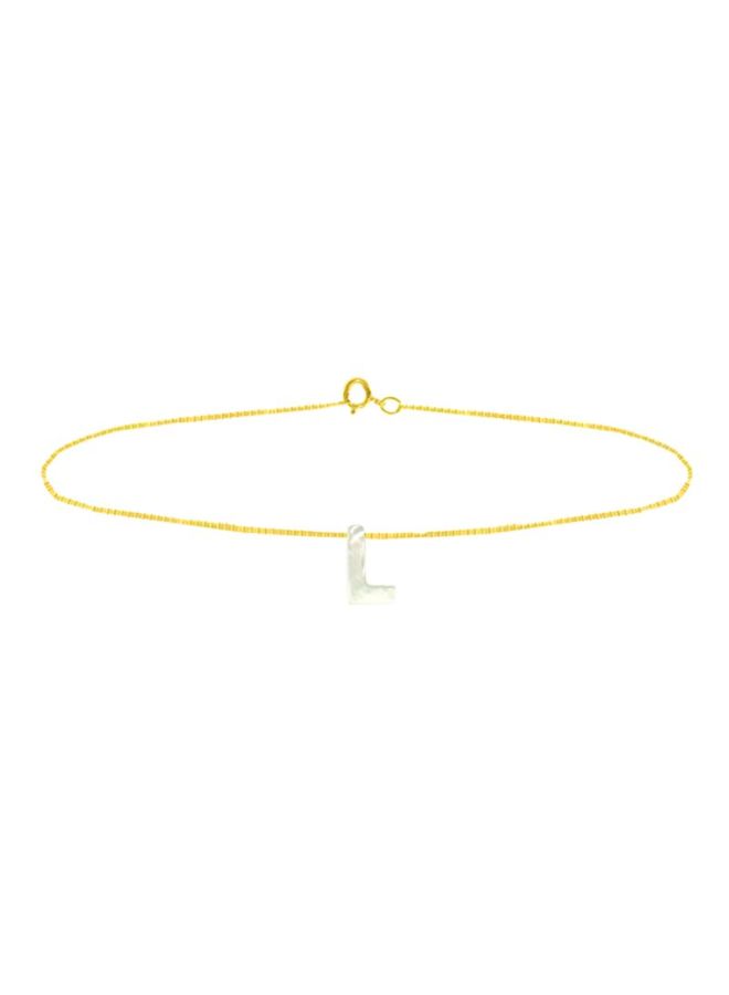 Vera Perla 18 Karat Gold L Letter Mother Of Pearl Chain Bracelet  - Image 1