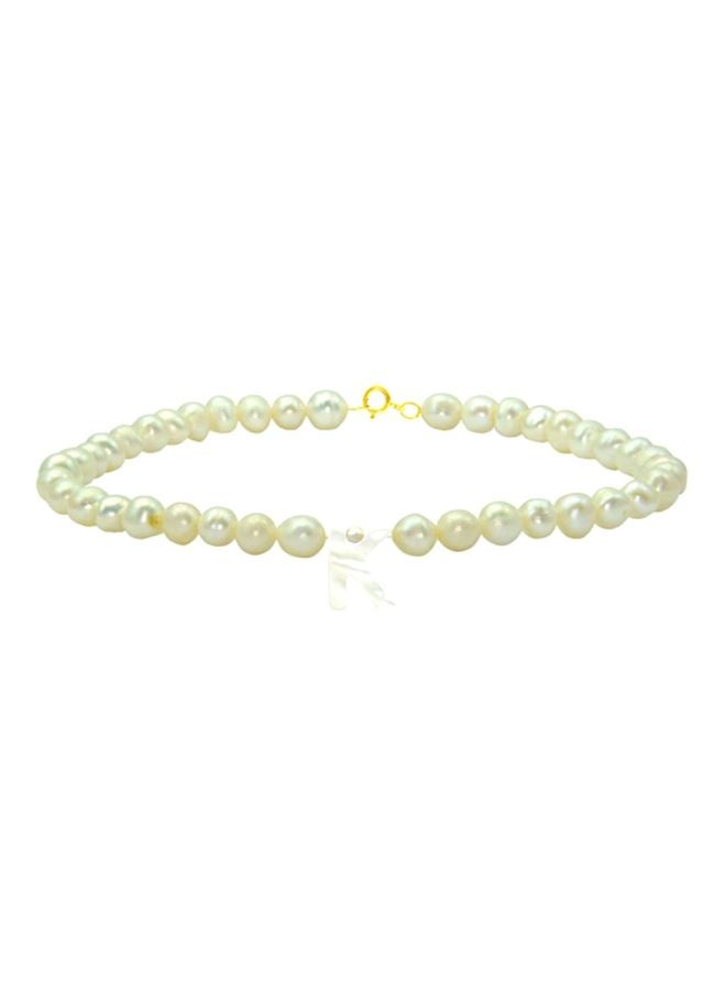 Vera Perla 10K Gold With Pearls Letter K Luxury Bracelet - Image 1