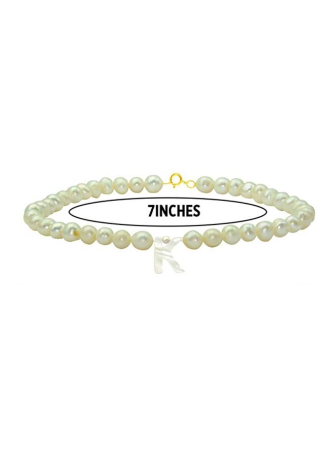 Vera Perla 10K Gold With Pearls Letter K Luxury Bracelet - Image 2