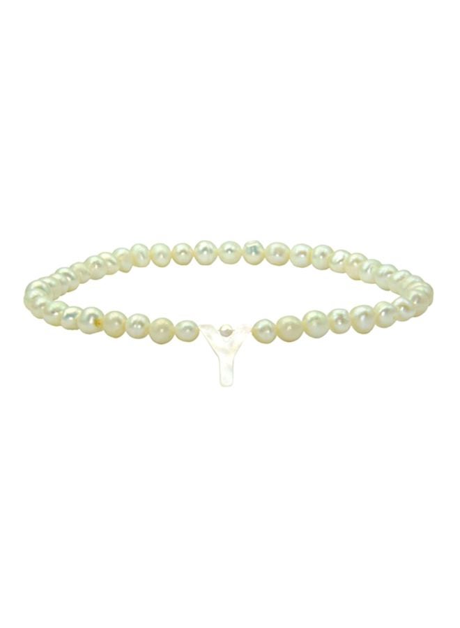 Vera Perla - Pearls Letter Y Elastic Bracelet - Image 1