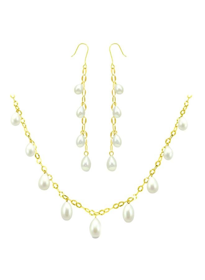 Vera Perla - 18K Gold Pearl Drops Jewelry Set - Image 1