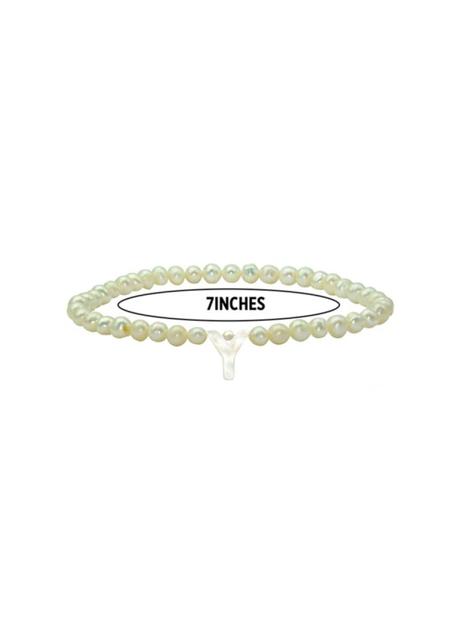 Vera Perla - Pearls Letter Y Elastic Bracelet - Image 1