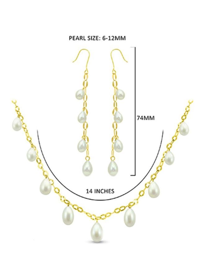 Vera Perla - 18K Gold Pearl Drops Jewelry Set - Image 1