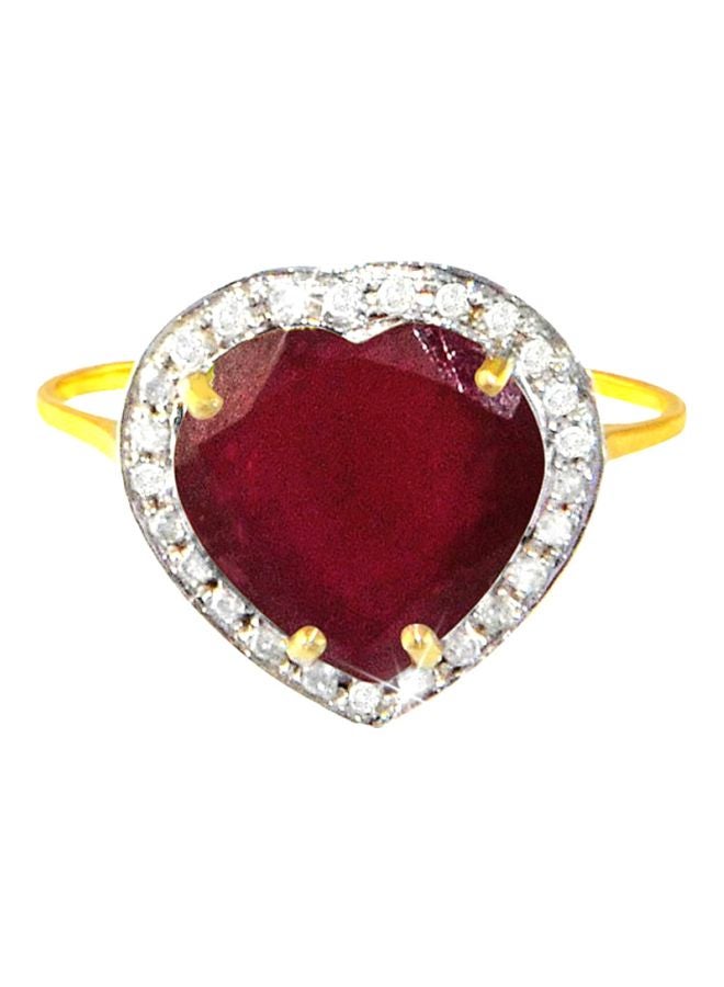 Vera Perla 18K Gold Diamond Heart Cut Ruby Ring  - Image 1
