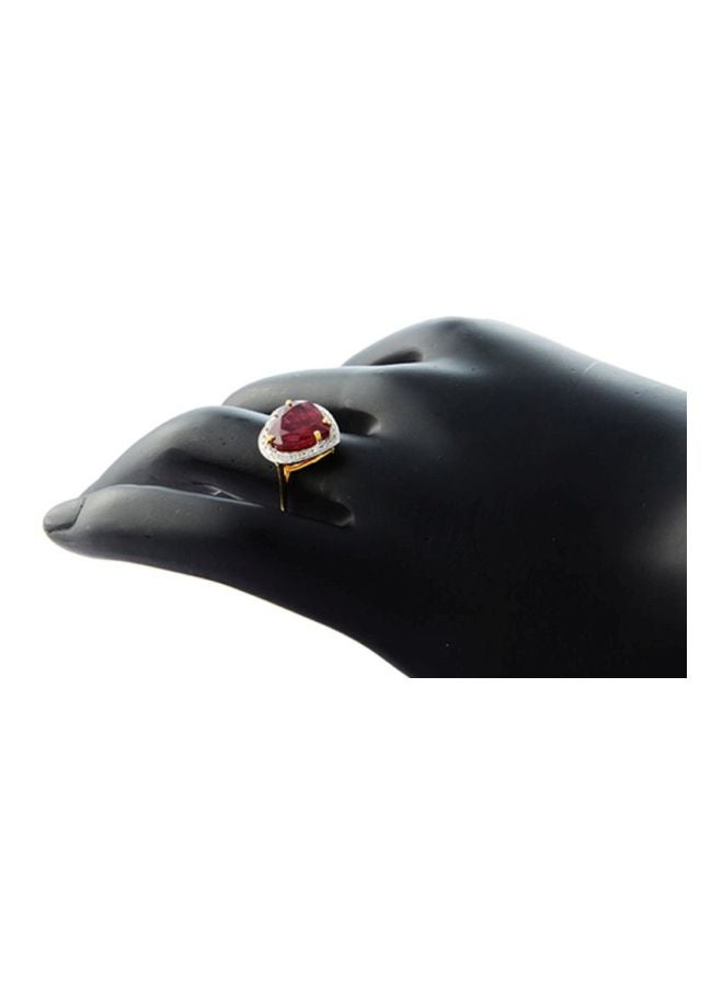 Vera Perla 18K Gold Diamond Heart Cut Ruby Ring  - Image 2