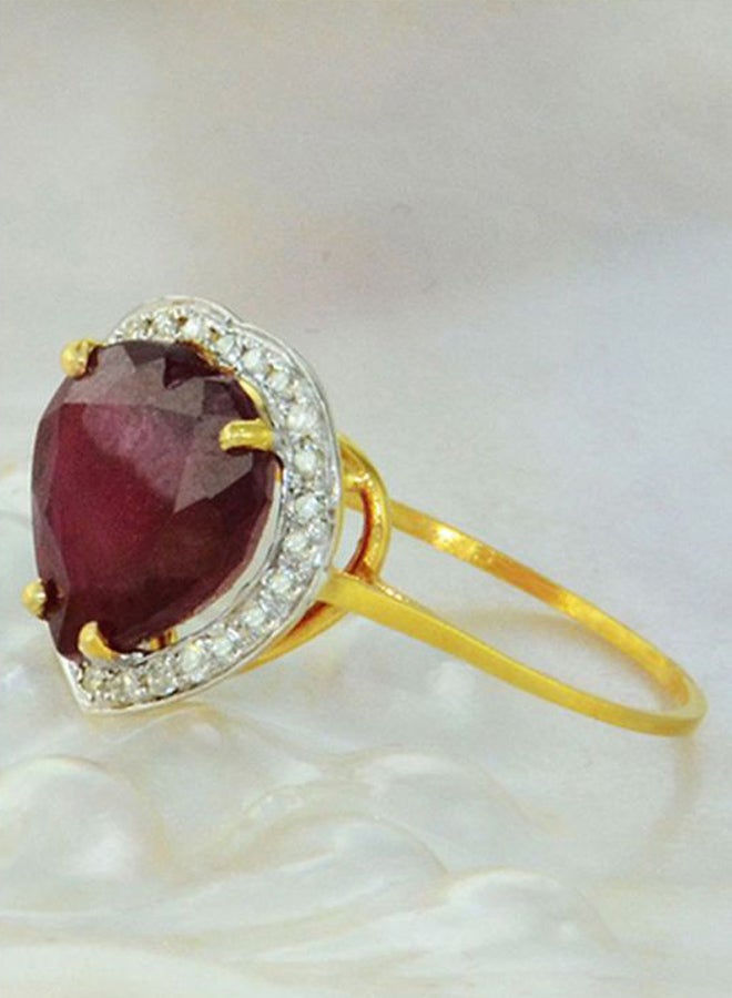 Vera Perla 18K Gold Diamond Heart Cut Ruby Ring  - Image 3
