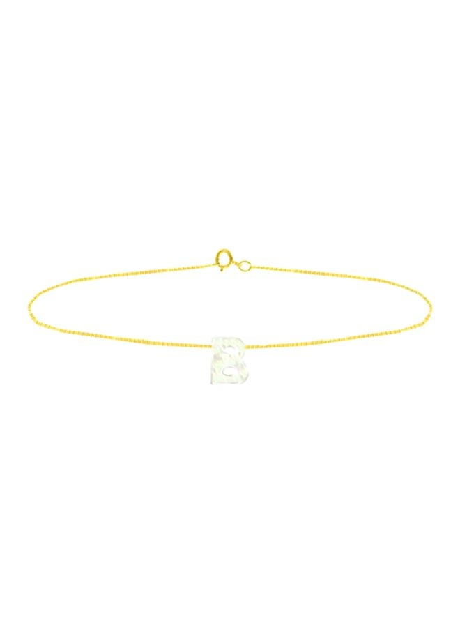 Vera Perla - 18 Karat Gold B Letter Mother Of Pearl Chain Bracelet - Image 1