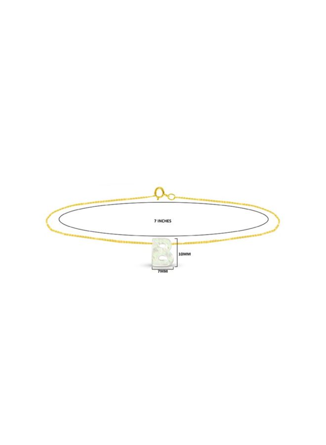 Vera Perla - 18 Karat Gold B Letter Mother Of Pearl Chain Bracelet - Image 1